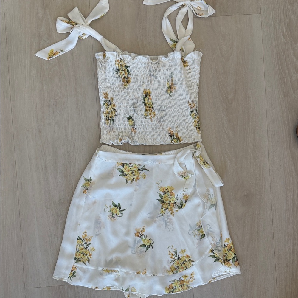 Show me your mumu Floral Two-Piece skort  Set with Tie Straps